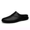 Fashion Casual Shoes Breathable Male Flats Genuine Leather Mules Shoes Men Half Shoes Man Luxury Brand Slippers Male Classic Loafers