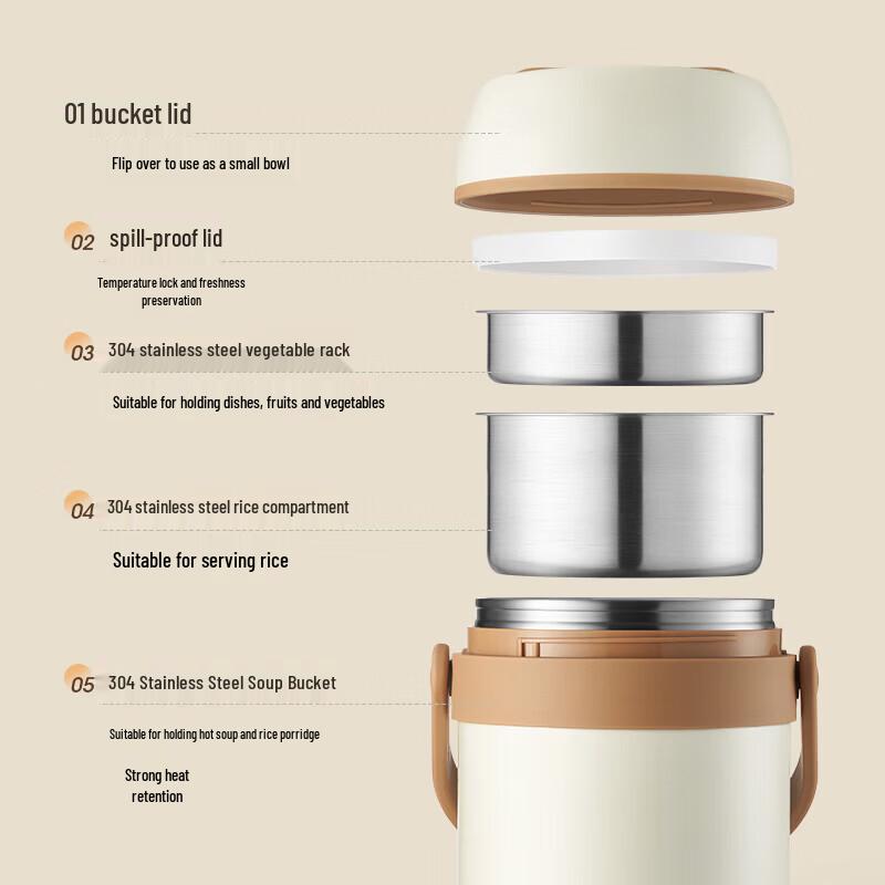 Joyoung 1.8L 304 Stainless Steel Insulated Food Jar