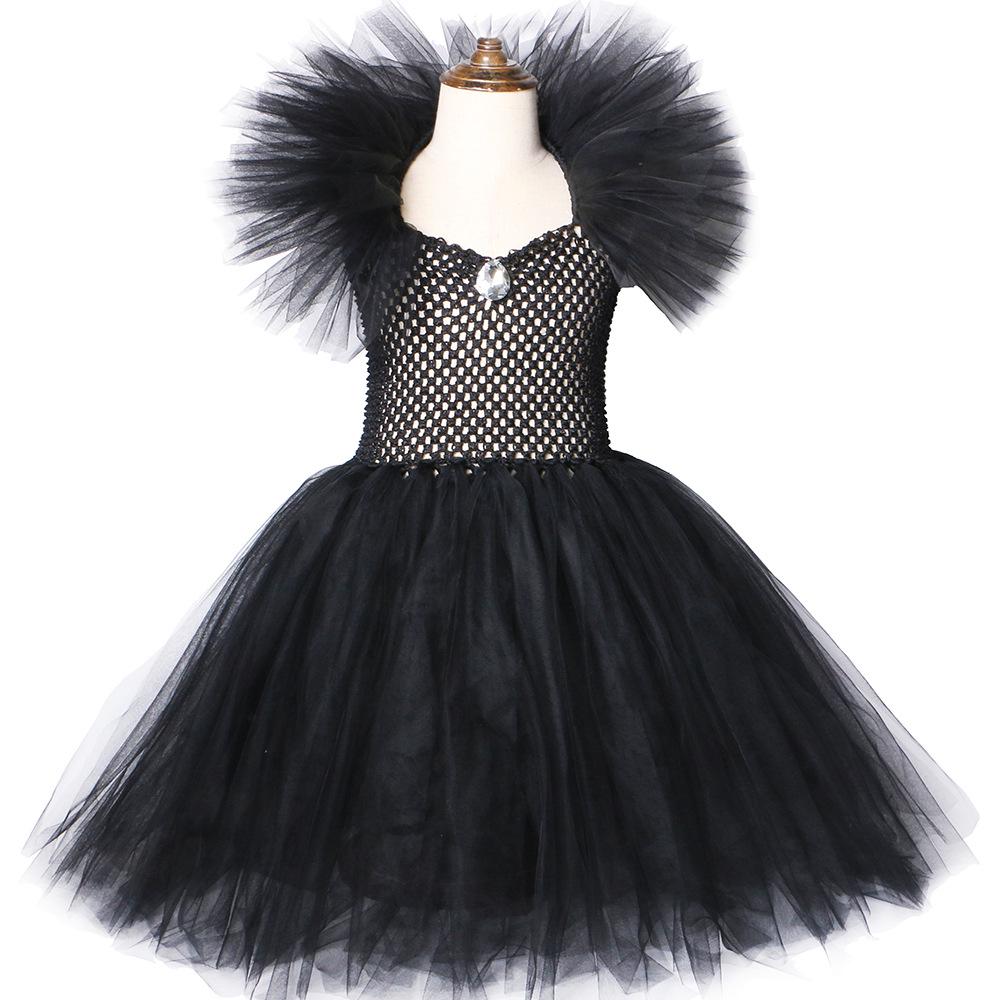 Girls' Maleficent Witch Costume Dress for Halloween Party - Mesh Skirt Set