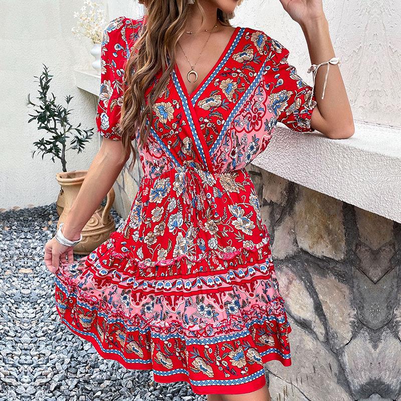 Summer personalized ethnic style women's printed dress
