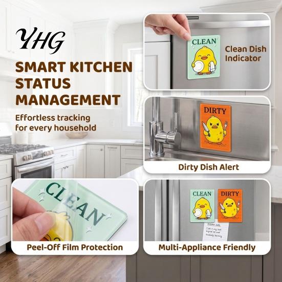 Animal Magnetic Decoration Clean Dirty Dishwasher Magnet, Acrylic Cartoon Sign, Decorative Kitchen Supplies Double-Sided & Magnet for Heavy Duty Sign
