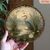 Vintage Aluminum Sign with Heron and Water Lilies Wall Decor