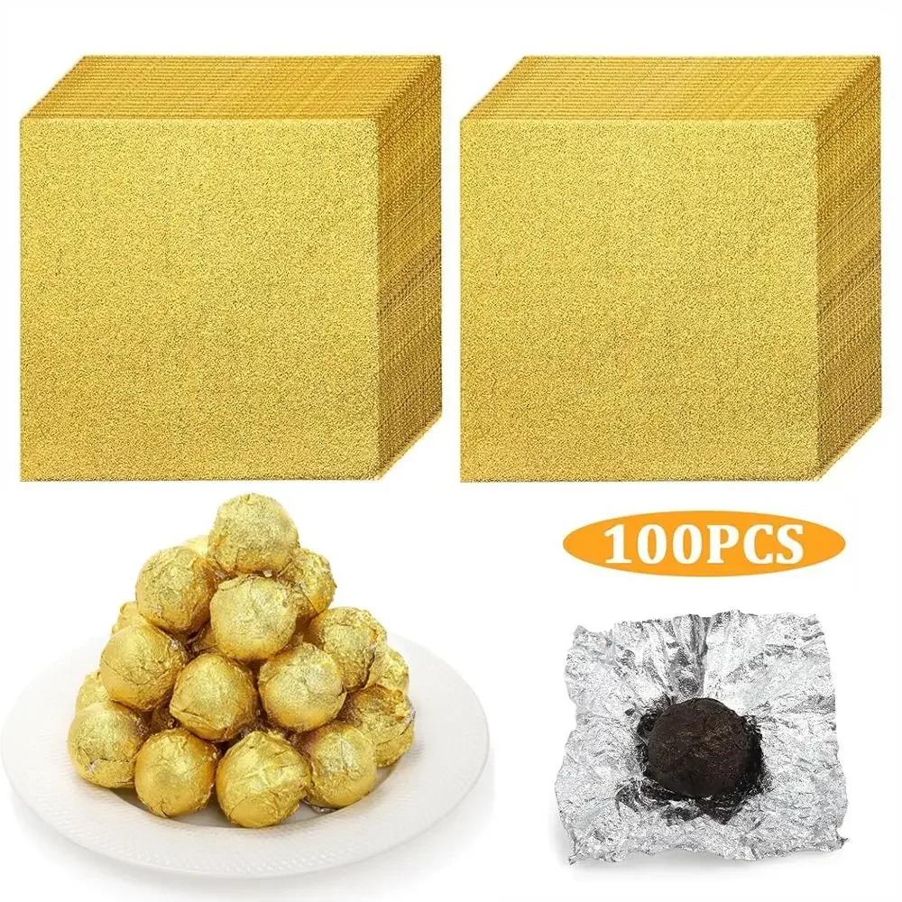 New Gold Foil Candy Wrappers Square Gilded Aluminum Foil Paper Foil Sheets DIY Decorations