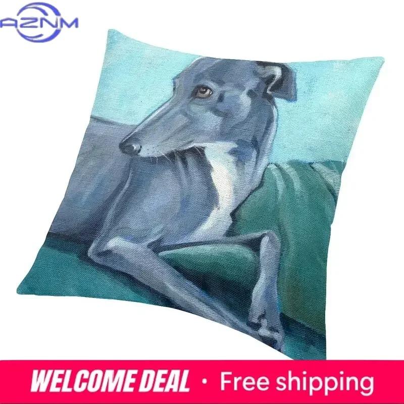 Luxury Greyhound Cushion Cover 40X40Cm Soft Whippet Sihthound Dog Pillow Case For Sofa Car Square Pillowcase Decoration