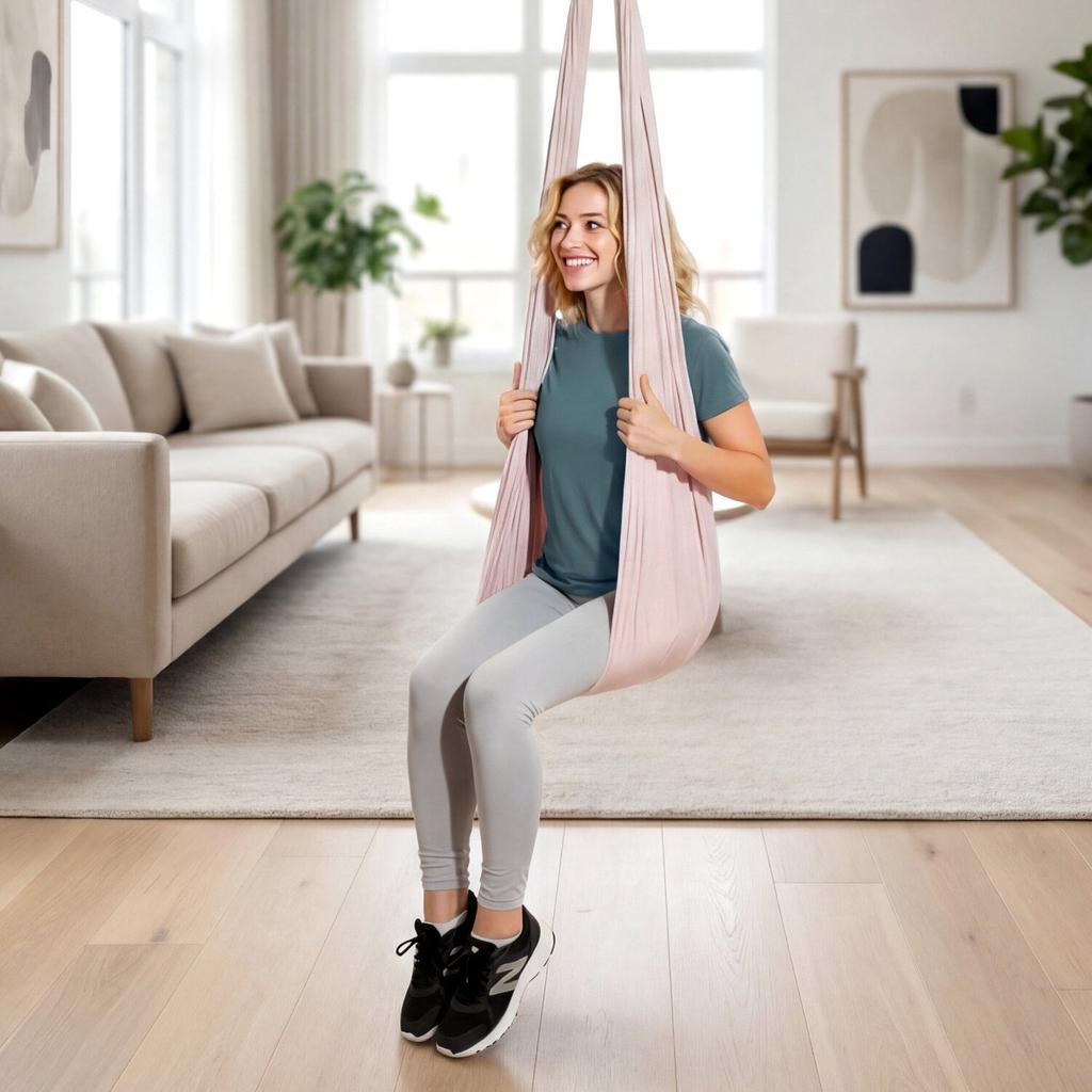 Aerial Yoga Hammock, 136.07 Kg Load Aerial Silk, Yoga Swing with Nylon Fabric, PE Zipper Bag for Parent-Child Interaction, Strengthen Muscles &