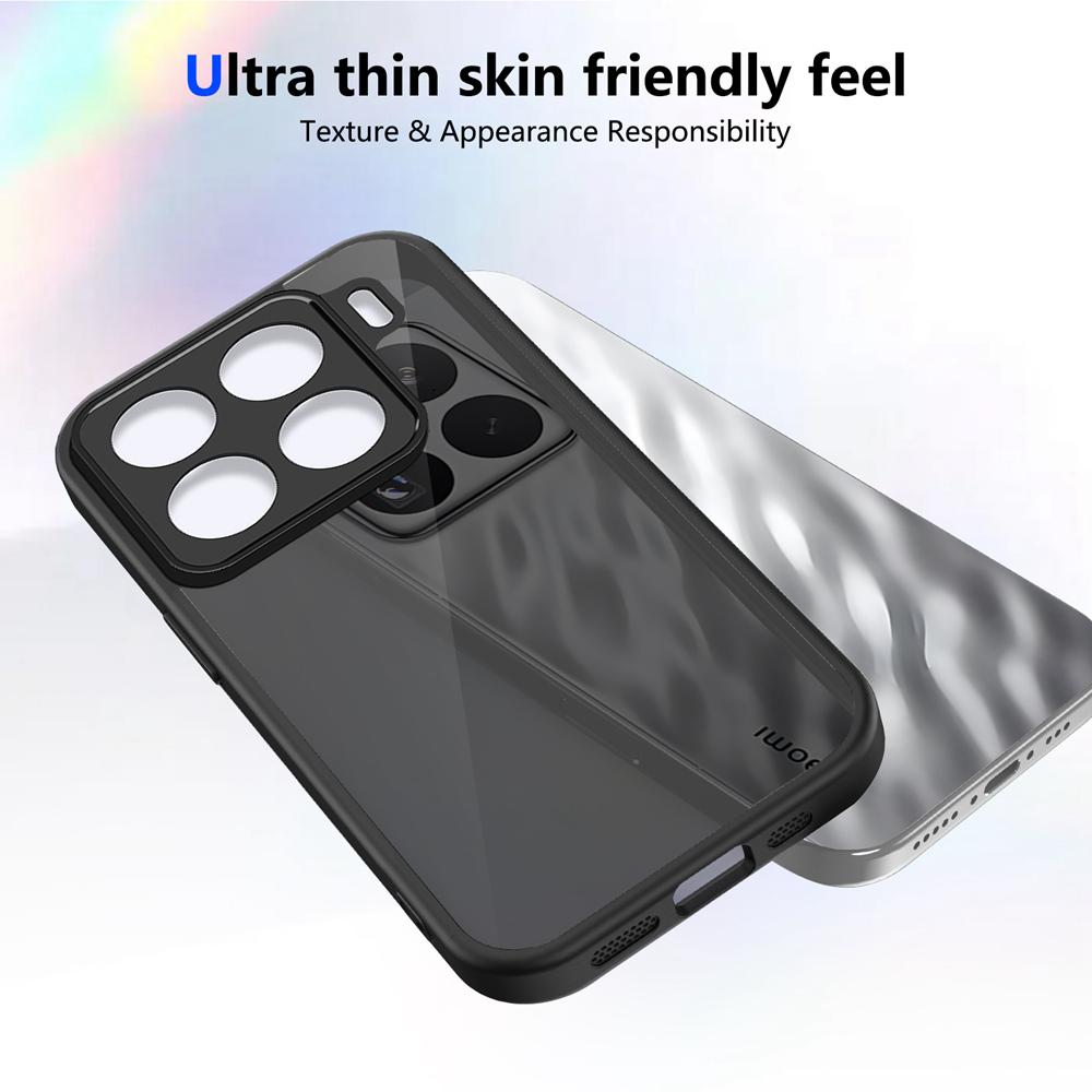 KEYSION Matte Translucent Black Phone Case for Xiaomi 15T 15T Pro 5G Soft Silicone+PC Clear Shockproof Cover for Xiaomi 15T Pro