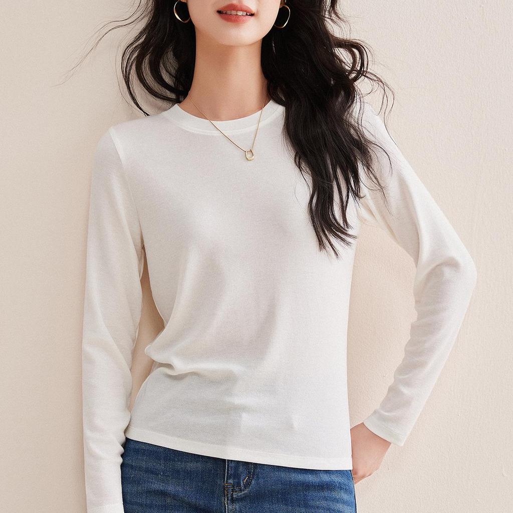 Damen Slim Fit Merino-Wolle Tencel Baselayer Oberteil - Rundhalsausschnitt, Dehnbar, 2026 Edition