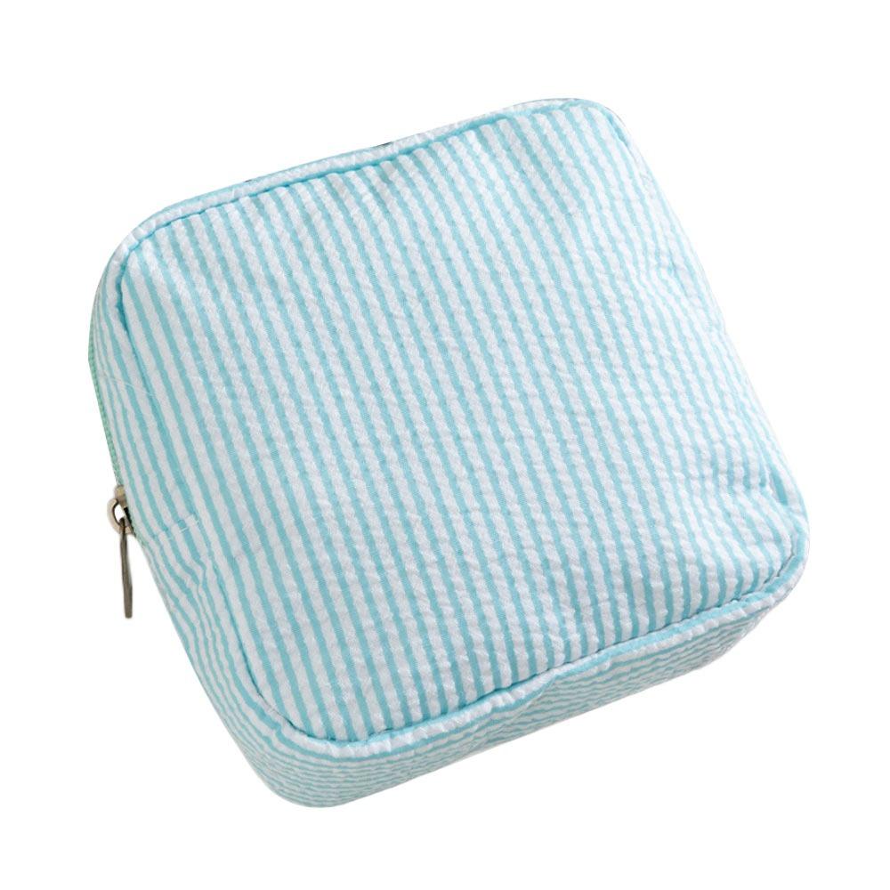 Essential Holder Seersucker Sanitary Napkin Pouch Striped Pattern Multi-functional Cosmetic Bag Mini Makeup Bag Women