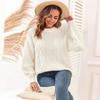 Womens Solid Color Crew Neck Knit Sweater With Cable Twist Detail Long Sleeve Casual Pullover Winter