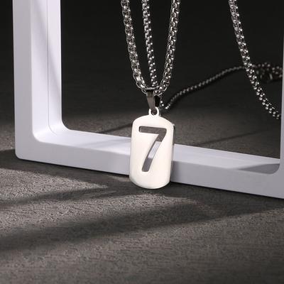 Neutrale Ketting met 7 Woorden van Geluksgetal Hip Hop Heren- en Damesmode Eenvoudige Trendy Truiketting Streetdance Accessoires