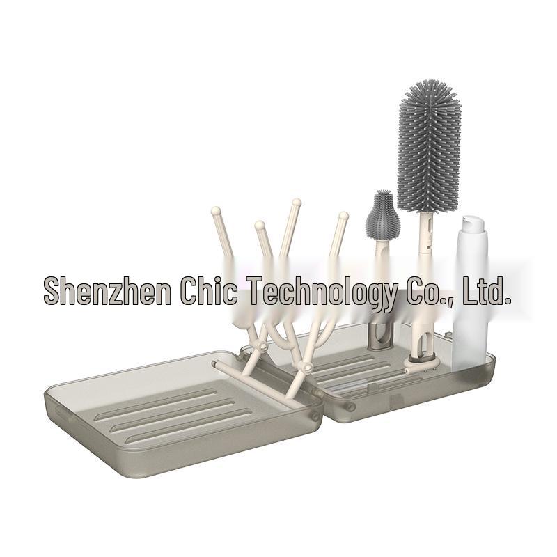 

Портативный силиконовый набор щеток для детских бутылочек и сосок с подставкой для сушки 150mm x 180mm x 46mm