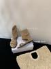 Summer New Apricot Canvas with Belt Buckle Trendy Open-toed Cool Boots Women's Flat-bottomed Square-headed Roman Boots Retro Casual