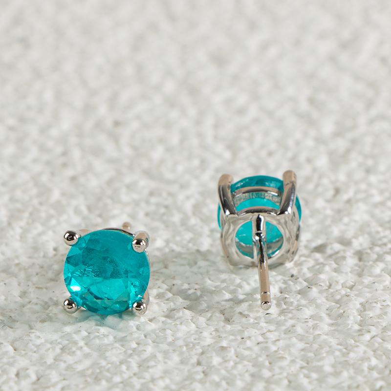 Cellacity Classic 100 %925 Sterling Silver Stud Earrings With Round Emerald Gemstone For Women Silver Wedding Party Fine Jewelry