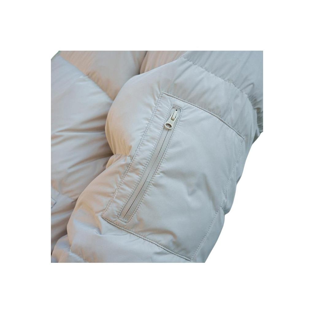 Vans Logo Print Solid Color Stand Collar Zipper Down Jacket Unisex Jacket Oatmeal VN0009132N1