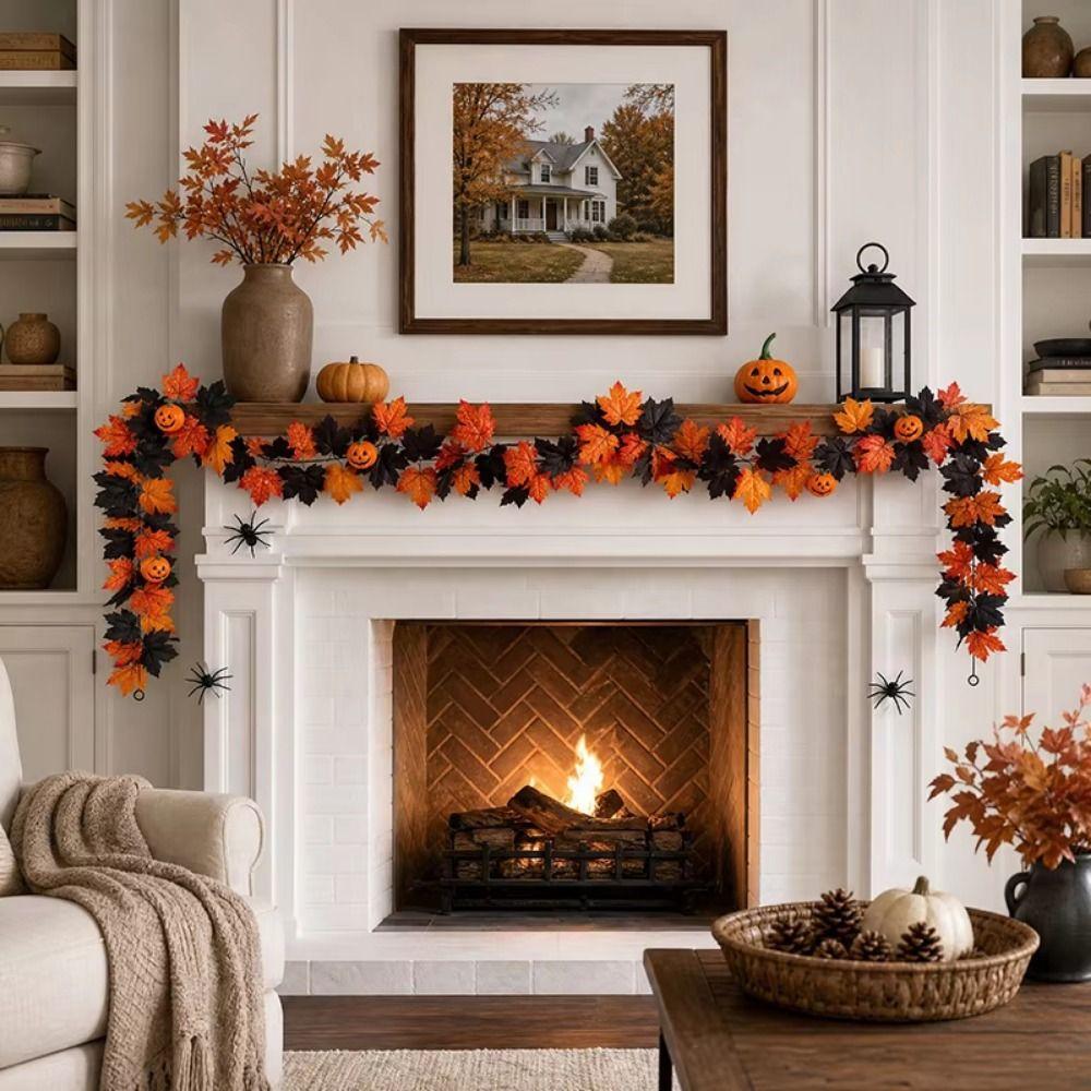 Silk Halloween Leaf Vines Plastic Artificial Hanging Vine Garland Front Door Decor