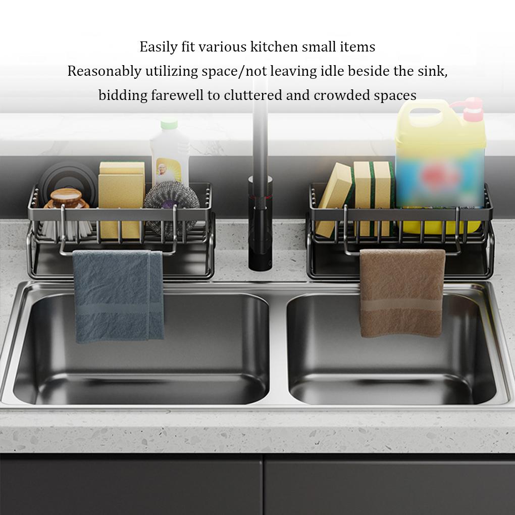 Durable Carbon Steel Sponge Rack Integrated Easy To Assemble Rabbit Perforated Kitchen Storage Rack