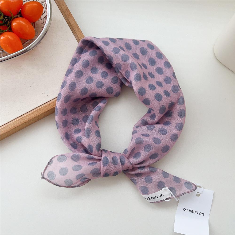 55 Polka Dot Silk Scarf: Spring Summer Korean Fashion Headscarf & Decorative Hairband for Women