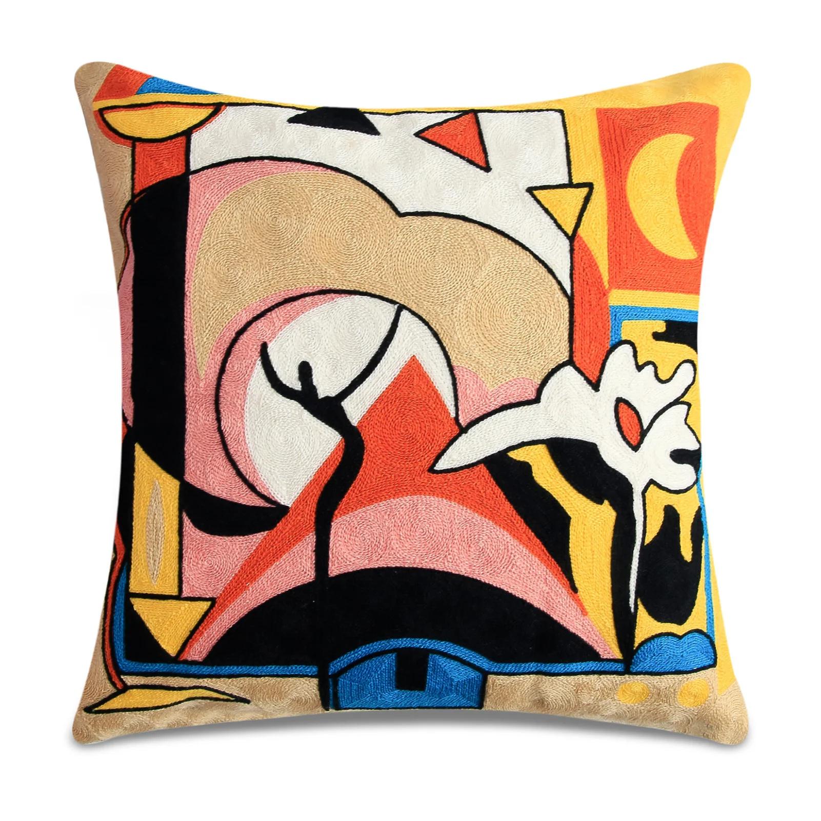 

45x45cm Abstract Cushion Cover Pained Picasso Graffiti Pillow Case Art Painting Streak Face Pillowcase Contemporary Art Home Decor High Quality Painting no Core