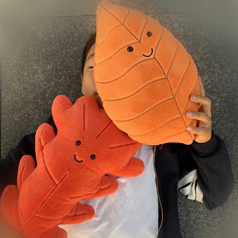 Cuscino Peluche Foglia di Ginkgo Cuscino Realistico Foglia d'Acero Foglia Verde Decorazione Divano Cuscino Imbottito per Auto per Casa Giocattolo per Dormire per Bambine