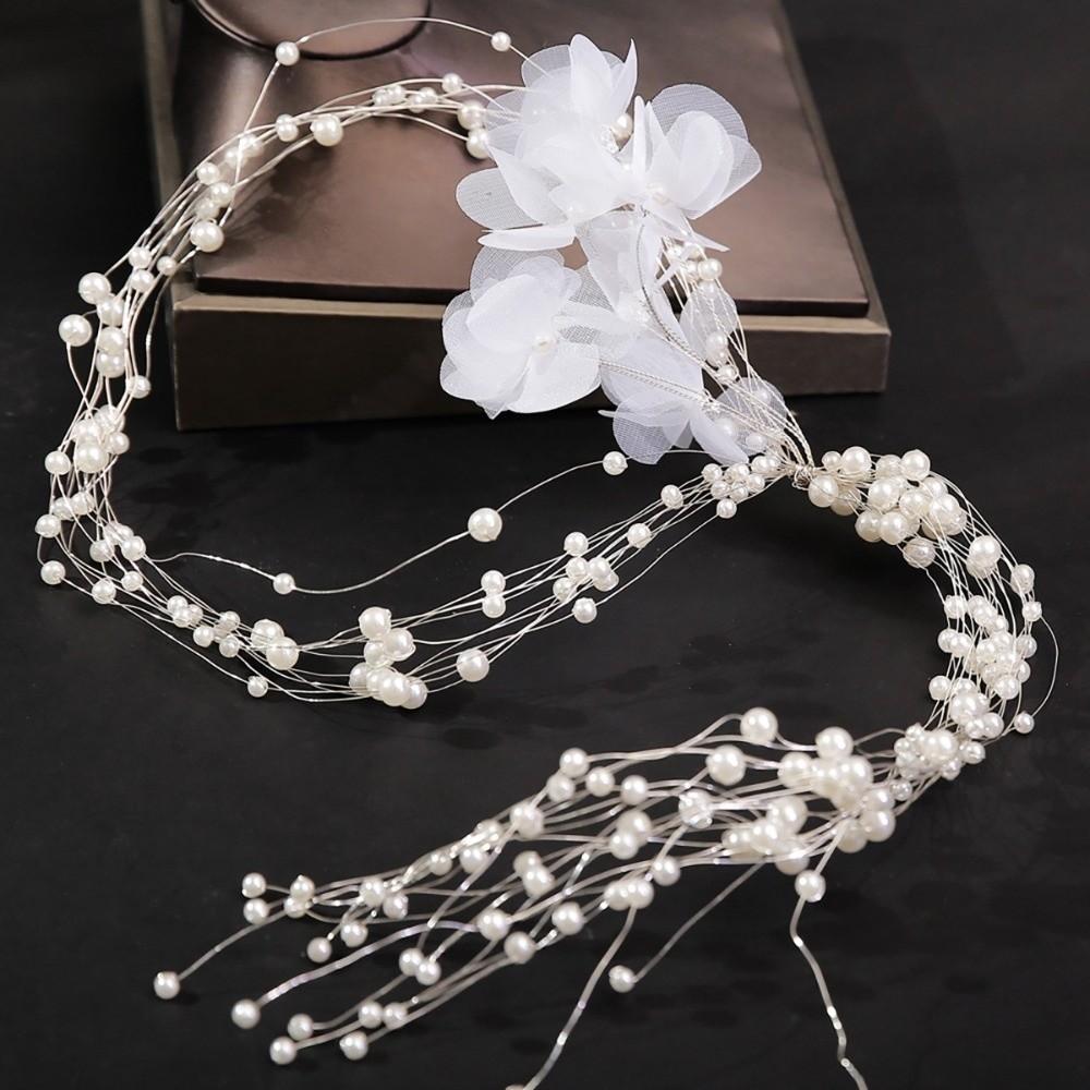 Elegant Pearl Flower Headdress Handmade Beaded Hair Accessories Fairy Hair Band Western Wedding