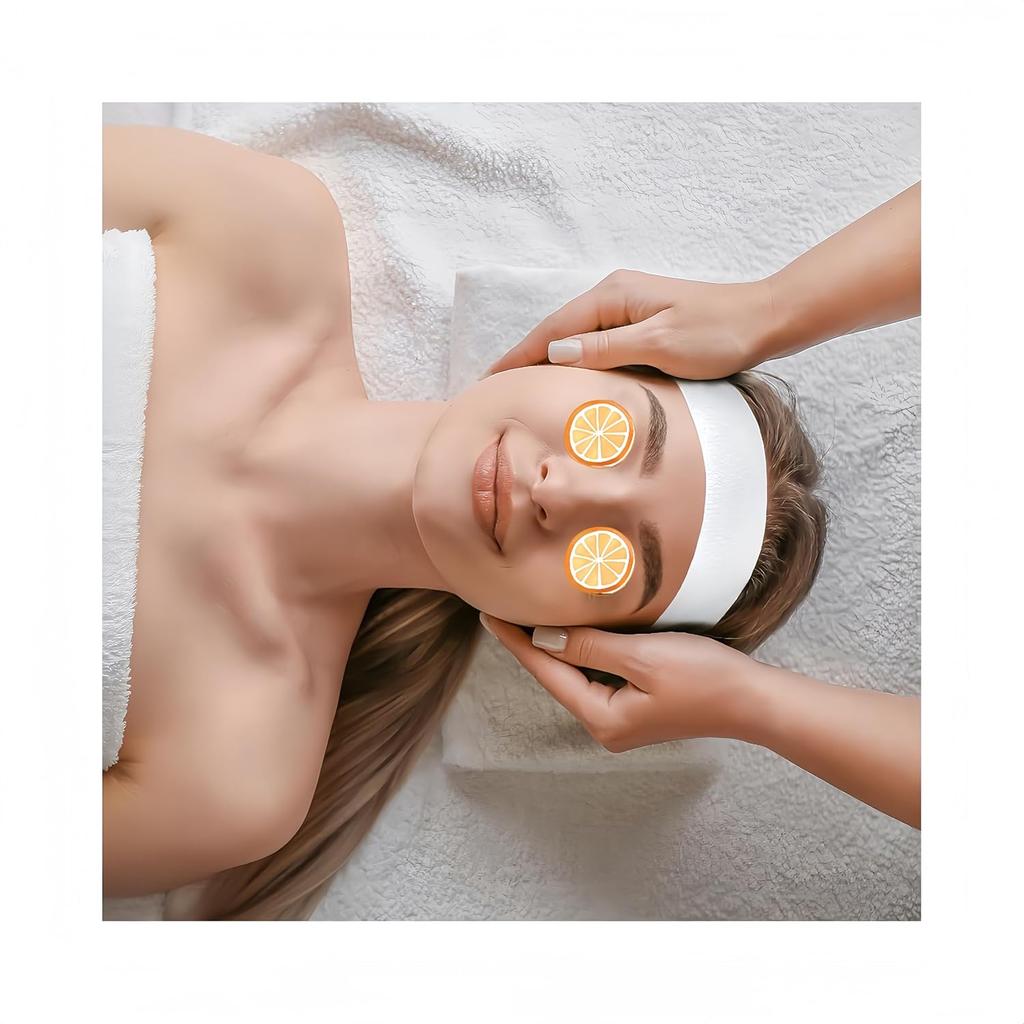 Acycoin2A 100PCS Disposable Stretchable Headband with Closure for Spa Facial Treatment Non-Woven Individually Wrapped Hair Wrap
