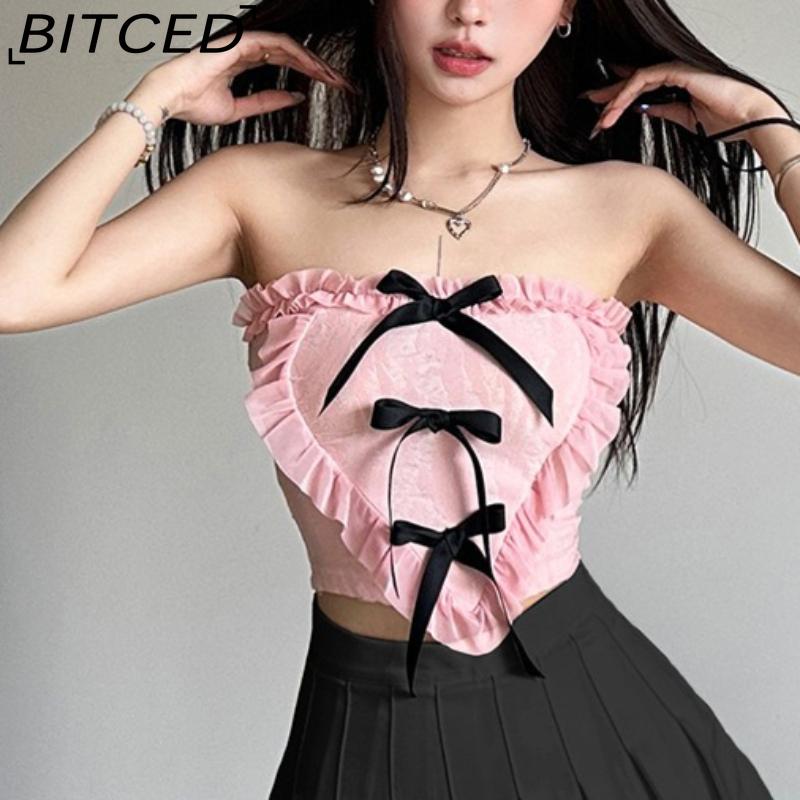 BITCED Summer Women's Solid-Color Slim-Fit Streetwear Off-the-Shoulder Wrap-Top with Backless Design