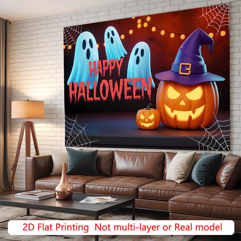 Party Backdrop Halloween Flat Spooky Ghosts Pumpkin Witches Celebration Photo Booth Party Decor