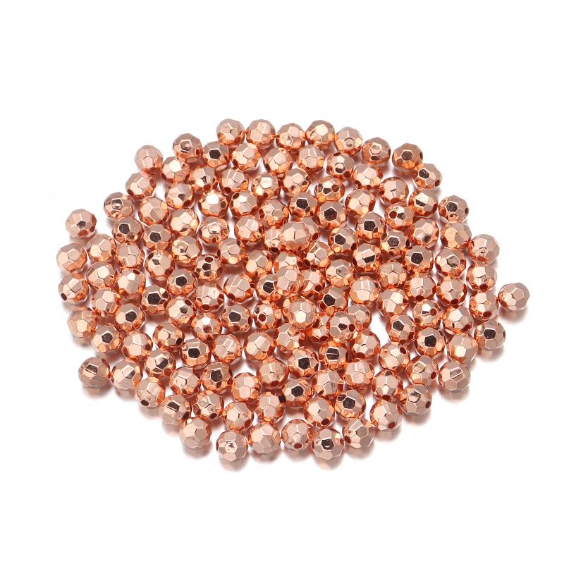 50-200pcs/lot CCB Round Faceted Beads Plastic Plated Spacer Charm Bead for DIY Necklace Bracelet Jewelry Making Supplies 5mm(200pcs)