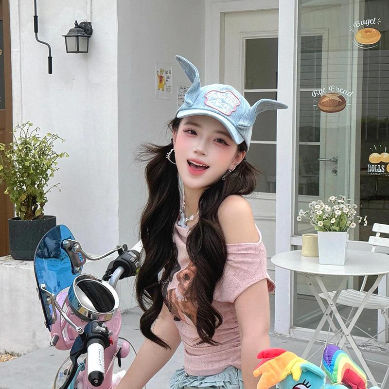 Baseball Cap for Women In Spring and Summer Embroidery Abi Cute Funny Three-dimensional Ears Cowboy Duckball Cap