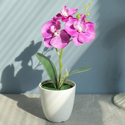 Artificial Bonsai Realistic Long-lasting Bright-colored Desktop Faux Silk Butterfly Orchid Flower Bonsai