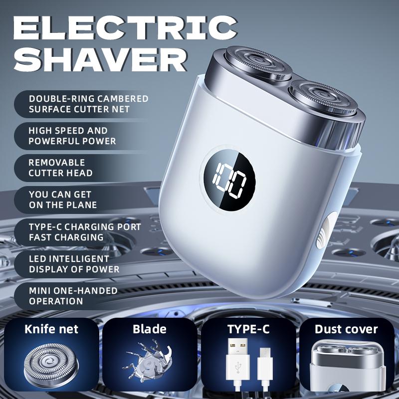 Men s Beard Electric Shaver Waterproof Digital Display Outdoor Portable USB Charging Double Headed Mini Shaver Blade Washable белый