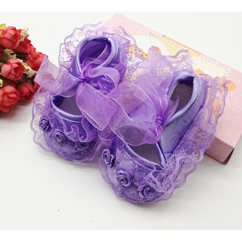 1 Pair Toddler First Walkers Solid Baby Shoesborn Girls Lace Cloth Soft Sole Princess Shoes Prewalkerest