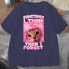 Sometimes I Think Then I Forget Funny Cat Meme TShirt Women Men Stupid Humor Cat T-shirts Short Sleeve Oversized Top