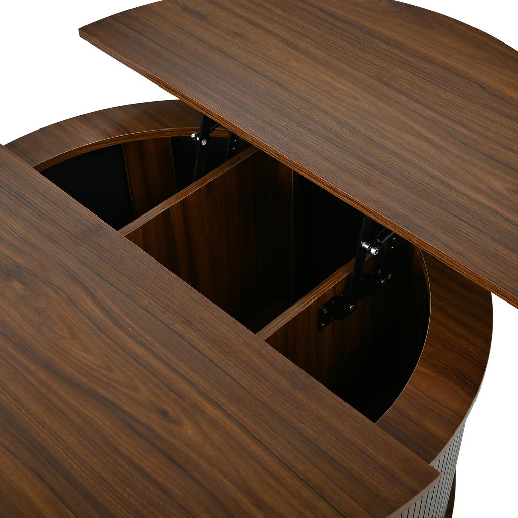 Coffee Table Living Room Table Coffee Table MDF Round Height-Adjustable Storage