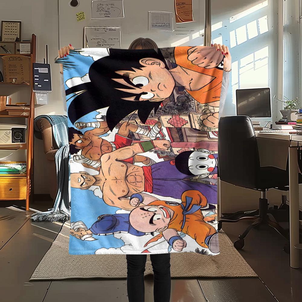 

Фланелевое одеяло с принтом персонажей Dragon Ball, Высококачественное, Удобное для всех сезонов, Декор для дома, Тепло и уют, Идеально для рождественских подарков 80cm x 120cm