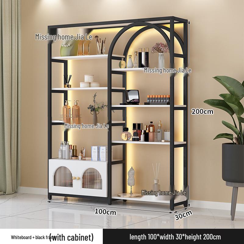 Illuminated Multi-Layer Cosmetic Display Shelf for Salons and Barbershops