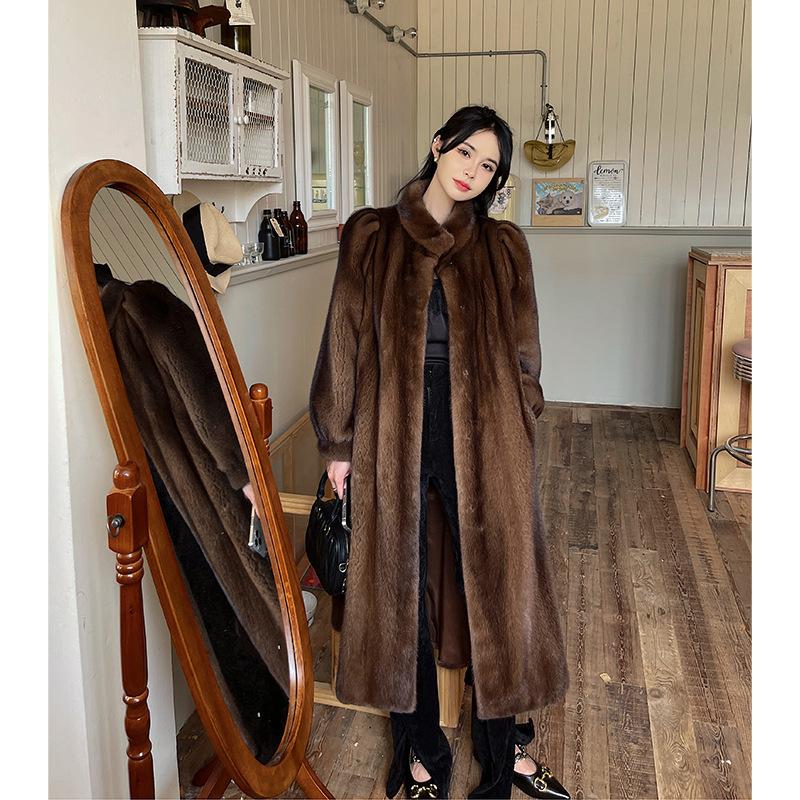 2024 winter new environmentally friendly purple label velvet extended mink coat young mink fur fur coat women