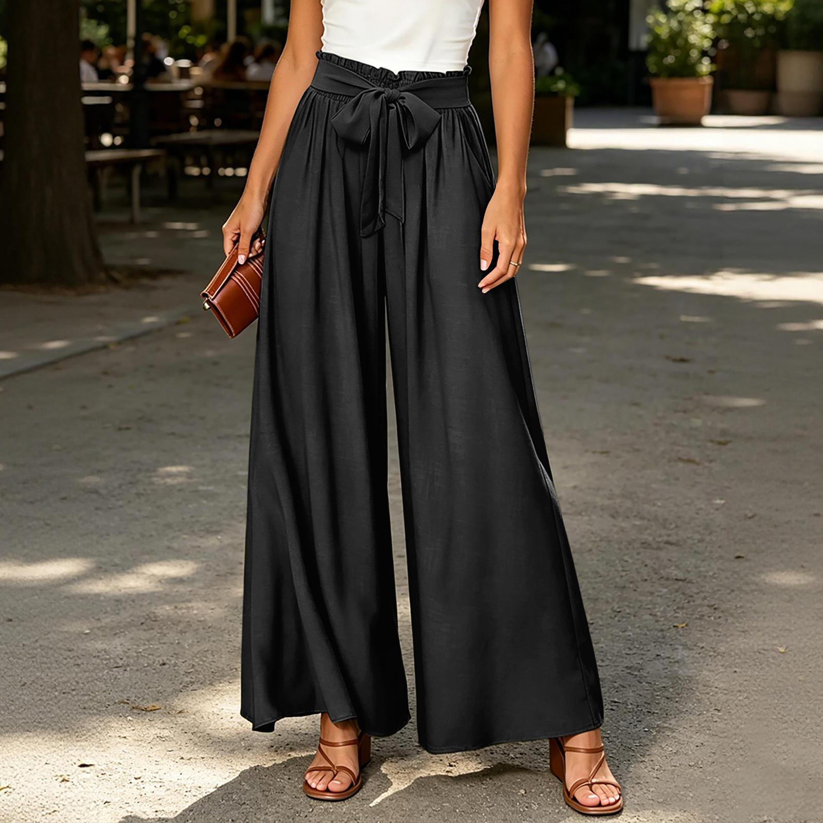 

Women s High Waisted Wide Leg Printed Pants Bohemian-, Court Inspired Wide Leg Casual And Flowy Tie Waist With Pockets XL армія зелений колір