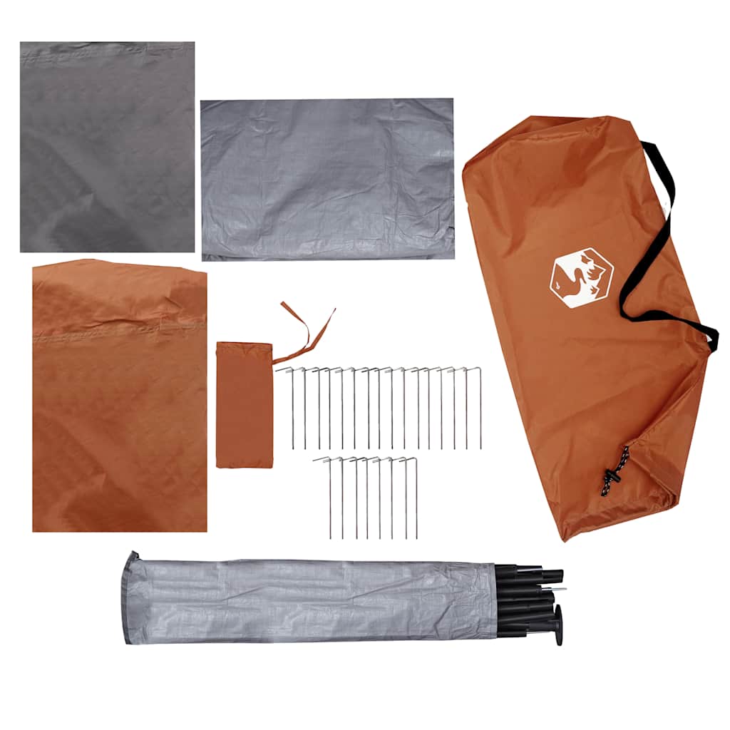 3 Person Camping Tent Grey and Orange Waterproof