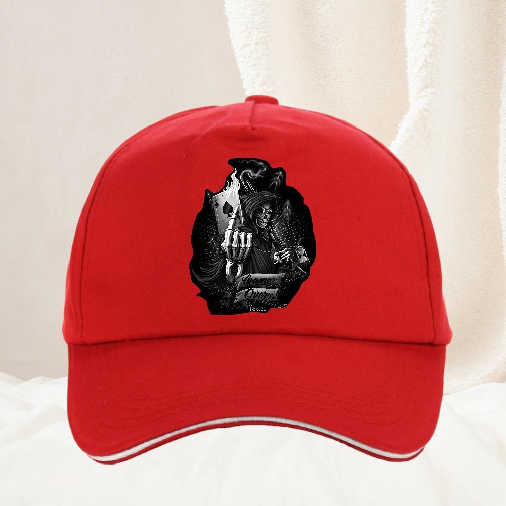 Creative Game Over Skull Spades A Playing Printing Baseball Cap Women Unisex Casual Sunhat Adjustable Trucker Hat
