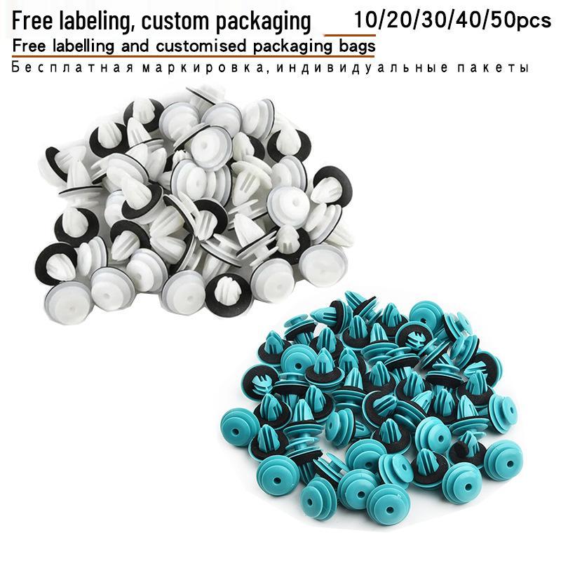 Universal Car Door and Trunk Panel Clip - White/Green Solid Core 10 pcs