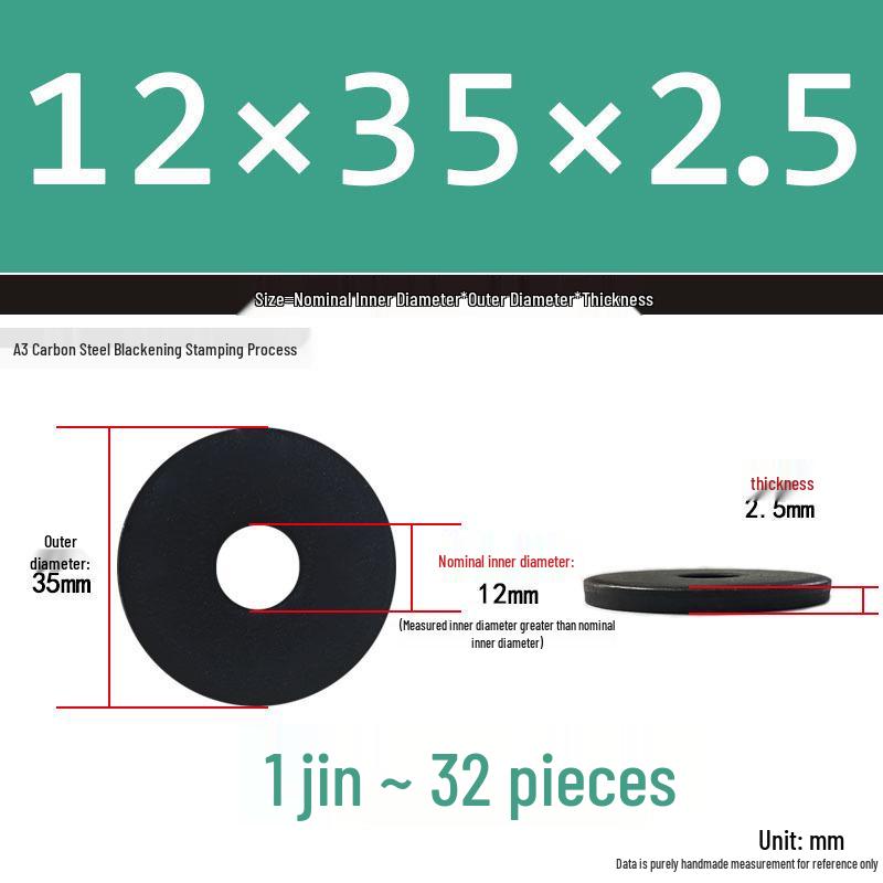 Thickened Black Flat Washer: Enhanced Round Metal Spacer for Home Use