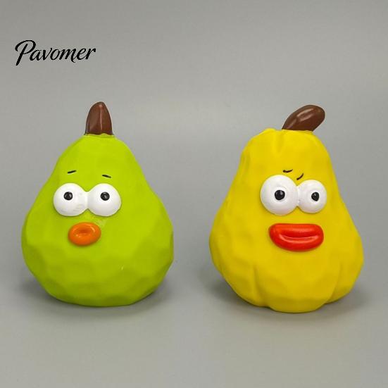 Latex Dog Toy Squeaky Pear Toy, Chew Funny Shape Interactive Fetch Teeth Cleaning for Aggressive Chewers Play