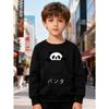 European Sizes Kids' Crew Neck Pullover,  Long Sleeve Top with Cartoon Panda Print, Suitable for Daily Casual Wear and Outdoor Activities
