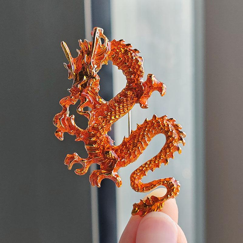 Painted Oil Fashion Chinese Dragon Brooch Brooch Corsage Male and Female Animal Accessories