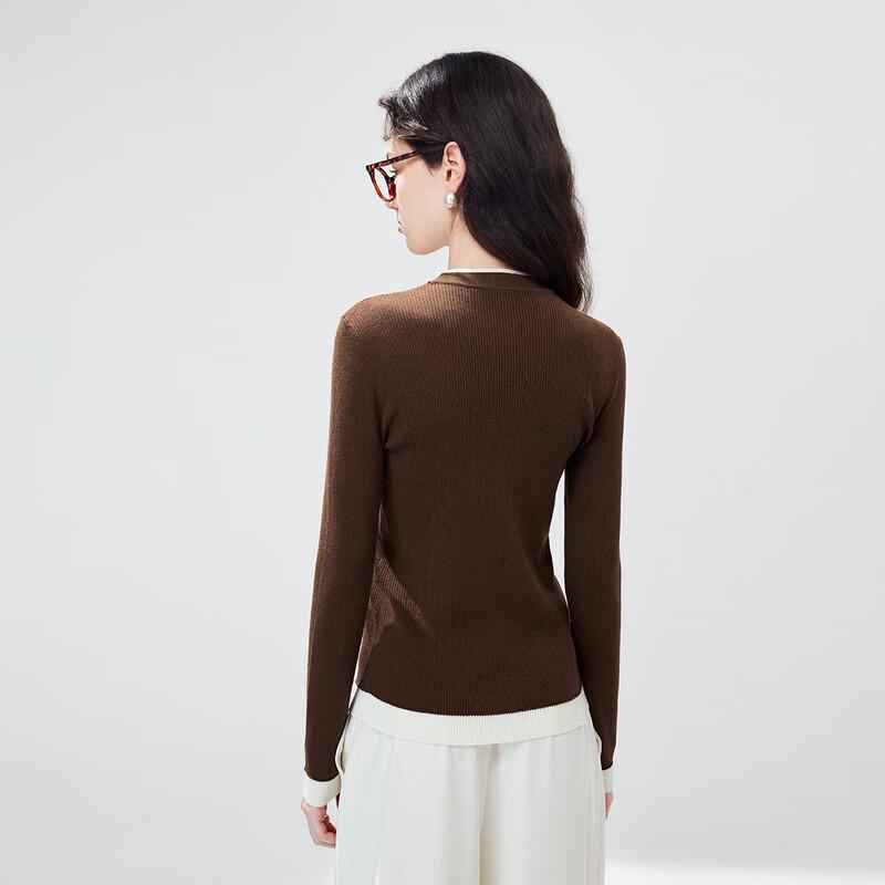 Women's Faux Two-Piece Wool Blend Knit Top