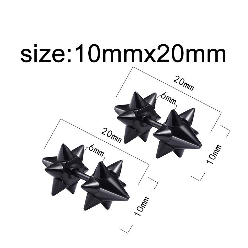 1 Pair Gothic Black Steel-Color Funny Screw Back Stud Earrings For Men/Women Round Ball Spike Cone Tip Stainless Steel Jewelry