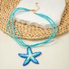 Cross Border Bohemian Style Blue Lafite grass starfish pendant necklace Women Jewelry Beach Style Fake Dopamine Necklace