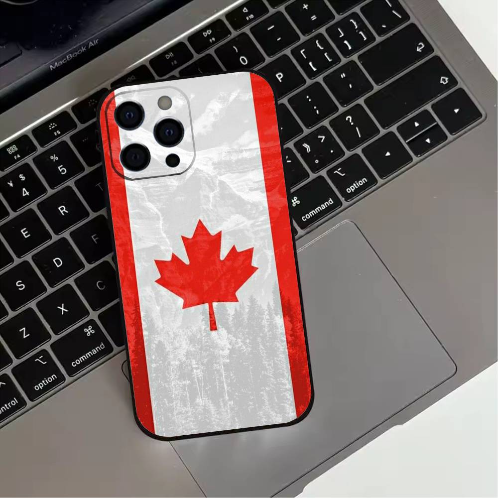 

Canada Canadian Flag Phone Case For iPhone 17,16,15,14,13,12,11 Plus,Pro Max,XS,Soft Silicone Black Cover iPhone15promax