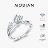 MODIAN 1CT VVS1 Clarity Moissanite Dazzling Ring 925 Silver E Multi-layer Lines Rings For Women Wedding Jewelry Gifts